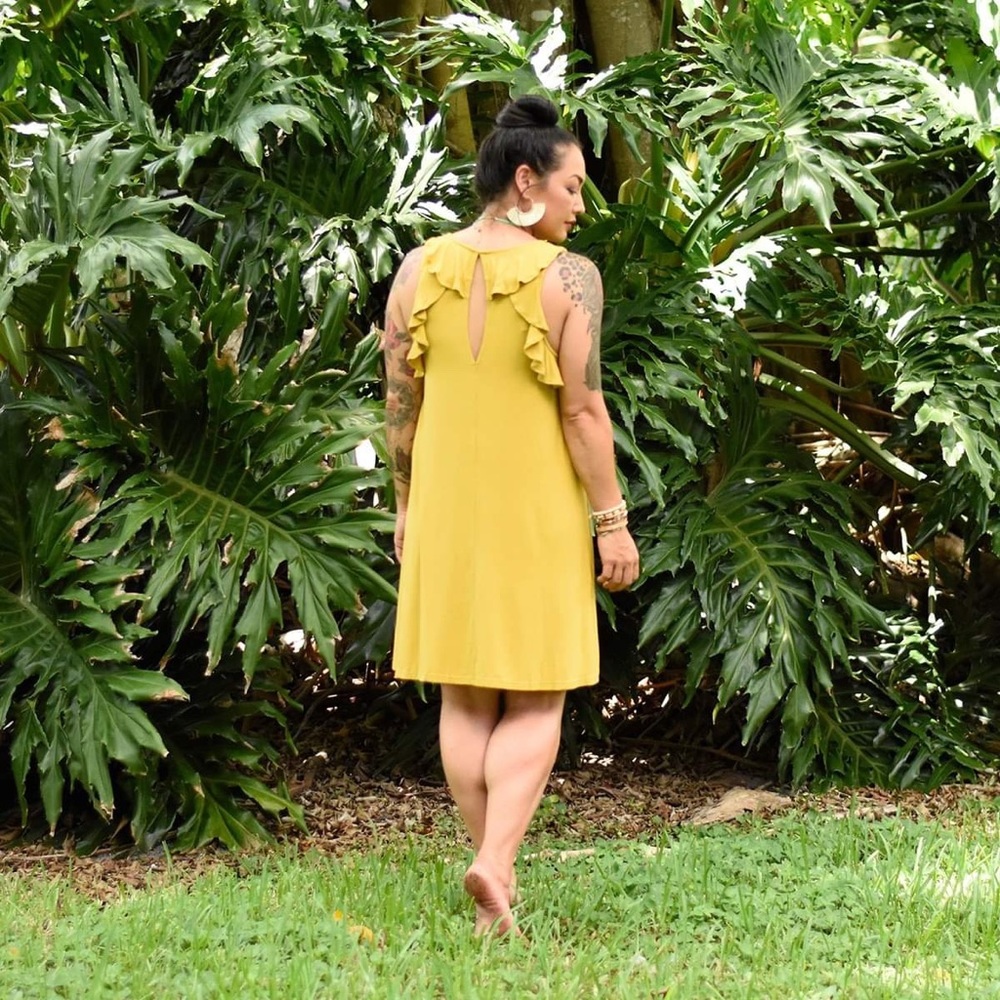 Yellow Dress with Ruffled back - Picture 2 of 5